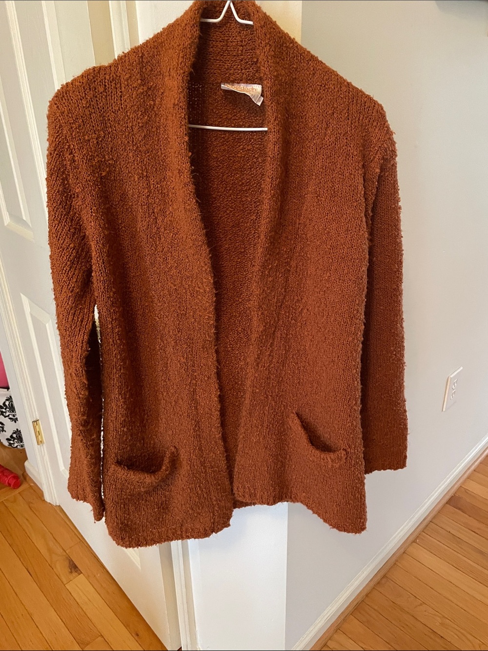 vintage Cozy Open-Front Women’s Cardigan Sweater in Rust